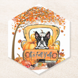 Dessous-de-verre En Papier Yall Boston Terrier Thanksgiving Citrouille