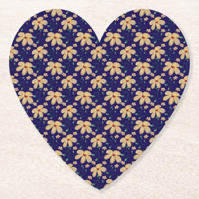 Dessous-de-verre En Papier Yellow floral pattern  (Devant)