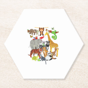 Dessous-de-verre En Papier Zoo Animaux Faune Fête d'anniversaire Zoo Day 26 A
