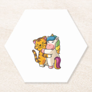 Dessous-de-verre En Papier Zoo des femmes Tiger et Unicorn Cute Zoo Animation