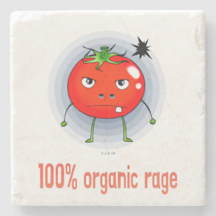 Dessous-de-verre En Pierre 100% de Rage Biologique - Tomate Furieuse Drôle