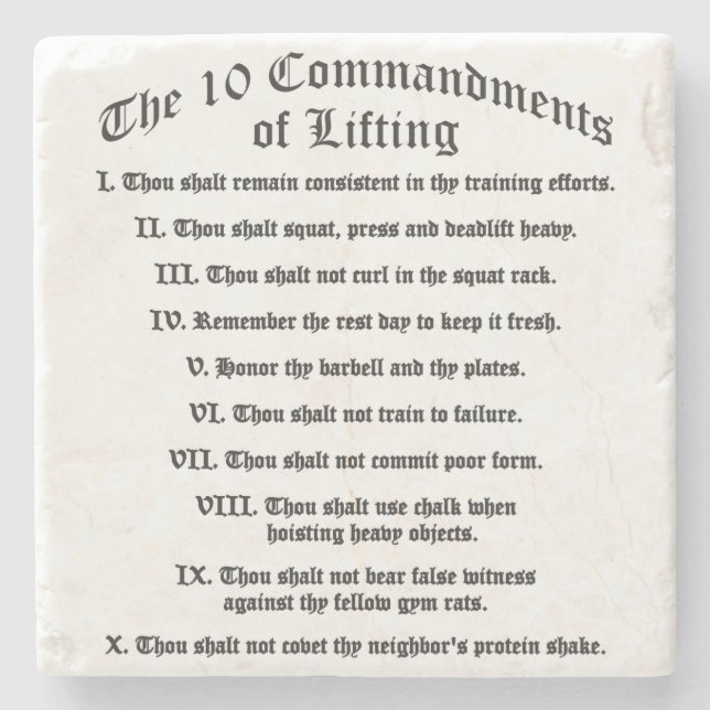 Dessous-de-verre En Pierre 10 Commandements de levage (Devant)