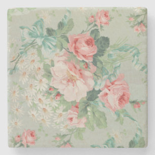 Dessous-de-verre En Pierre 1890 British Vintage Fabric Roses & Daisies