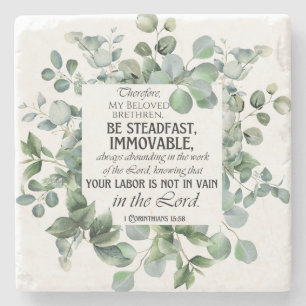 Dessous-de-verre En Pierre 1 Corinthiens 15:58 Inspirational Verse Eucalyptus
