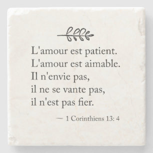 Dessous-de-verre En Pierre 1 vers d'amour de 13:4 de Corinthiens en français
