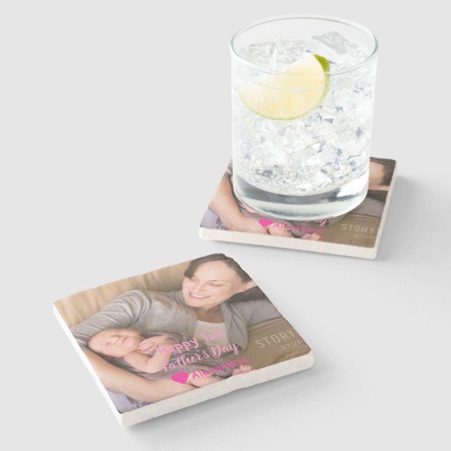 Dessous-de-verre En Pierre 1ère Fête des pères (Côté)