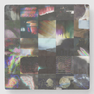 Dessous-de-verre En Pierre 1FB1F9F4 Mosaïque Abstraite d'Art Glitch Cyberpunk
