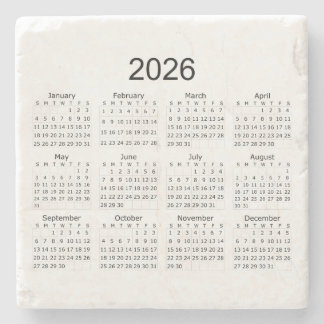 Dessous-de-verre En Pierre 2026 Simple Minimalist Calendar