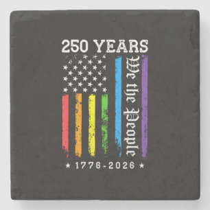 Dessous-de-verre En Pierre 250 ans de drapeau de fierté LGBT américain 250e a