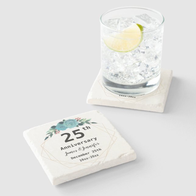 Dessous-de-verre En Pierre 25e Wedding Anniversary Custom Names and Year (Côté)