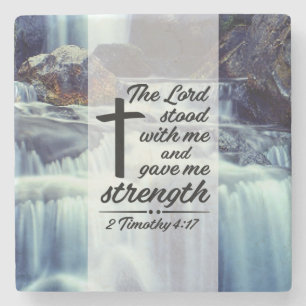 Dessous-de-verre En Pierre 2 Timothée 4:17 L'Éternel M'A Donné Force Bible