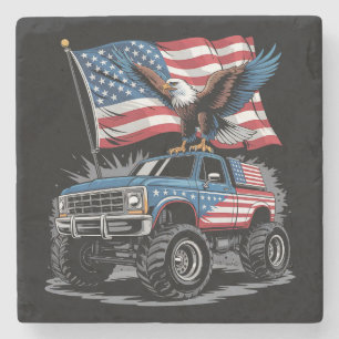 Dessous-de-verre En Pierre 4 juillet camion monstre aigle patriotique américa