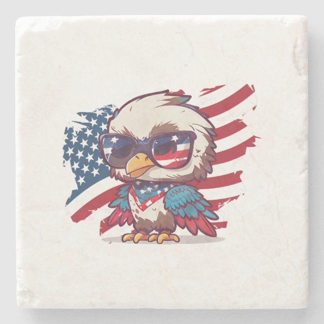 Dessous-de-verre En Pierre 4 juillet fête de l'indépendance aigles américains (Devant)