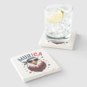 Dessous-de-verre En Pierre 4 juillet Patriotique Drôle Aigle USA