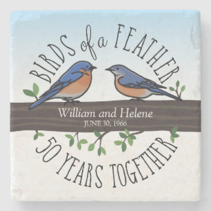 Dessous-de-verre En Pierre 50e anniversaire du Mariage, Bluebirds of a Feathe