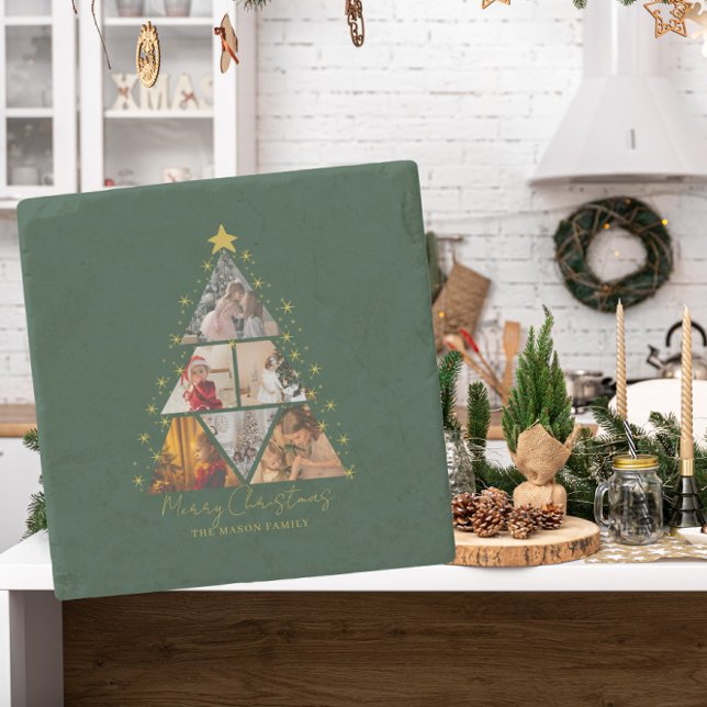 Dessous-de-verre En Pierre 6 Photo Tree Shape Christmas Card (Créateur téléchargé)