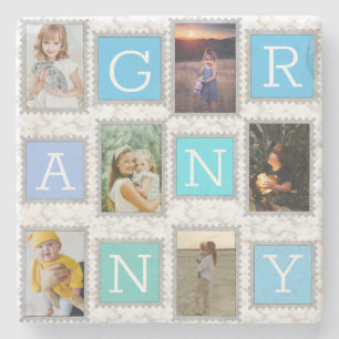 Dessous-de-verre En Pierre 6 Six Photo Collage Cute Bébé Famille Amour Granny