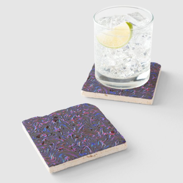 Dessous-de-verre En Pierre A l'air rose et bleu texturé de mur (Côté)
