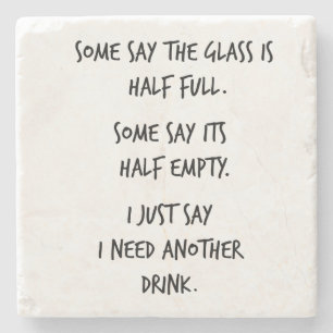 Dessous-de-verre En Pierre À moitié vide à moitié plein de citation en pierre