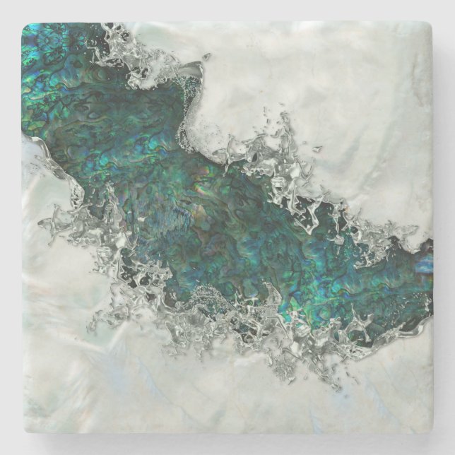 Dessous-de-verre En Pierre Abalone Shell Pearl et Argent 1 (Devant)