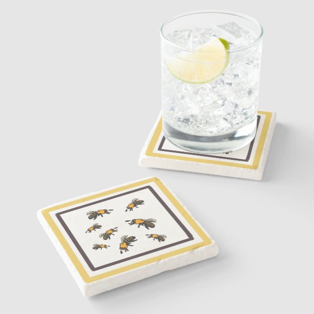 Dessous-de-verre En Pierre Abeilles de miel (Côté)