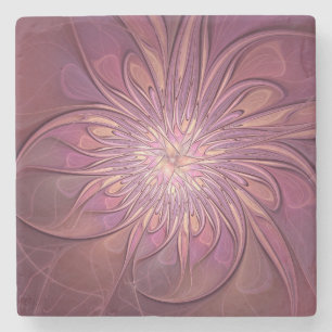 Dessous-de-verre En Pierre Abstrait Floral Fractal Art Berry couleurs
