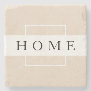 Dessous-de-verre En Pierre Accueil Moderne Sable Beige Blanc Minimal Typograp