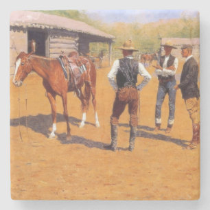 Dessous-de-verre En Pierre Acheter Polo Ponies dans le Wild West américain