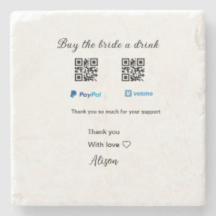 Dessous-de-verre En Pierre Acheter une boisson à la mariée don QR Venmo PayPa