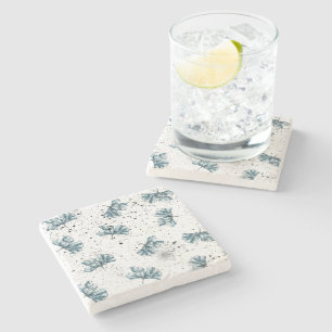 Dessous-de-verre En Pierre Acier élégant bleu Floral