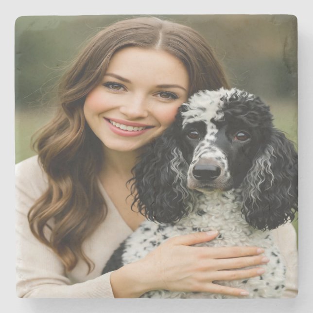 Dessous-de-verre En Pierre Add Poddle Photo Personalize Customize (Devant)