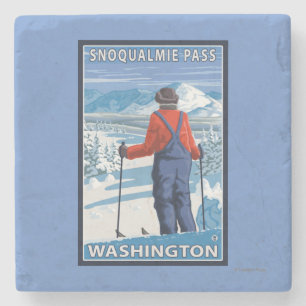 Dessous-de-verre En Pierre Admirer de skieur - passage de Snoqualmie,