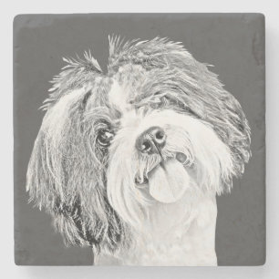 Dessous-de-verre En Pierre Adorable Dessous de verre en marbre Shih Tzu crayo