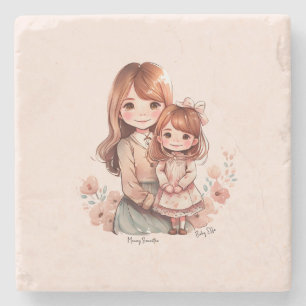 Dessous-de-verre En Pierre Adorable maman et fille Bond