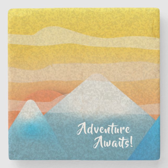 Dessous-de-verre En Pierre Adventure Await Mountain Sunset (Devant)