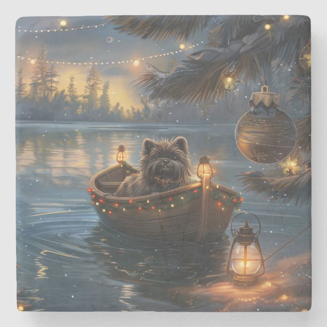 Dessous-de-verre En Pierre Affenpinscher Festive Christmas Voyage (Devant)