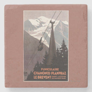 Dessous-de-verre En Pierre Affiche de funiculaire de Funiculaire Le Brevent