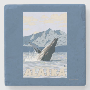 Dessous-de-verre En Pierre Affiche de Vintage voyage de baleine