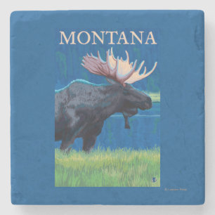 Dessous-de-verre En Pierre Affiche de Vintage voyage de MontanaMoose