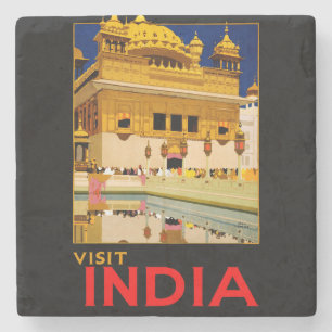 Dessous-de-verre En Pierre Affiche de voyage Inde art indien vintage
