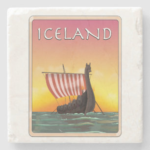 Dessous-de-verre En Pierre Affiche de voyage Islande Viking
