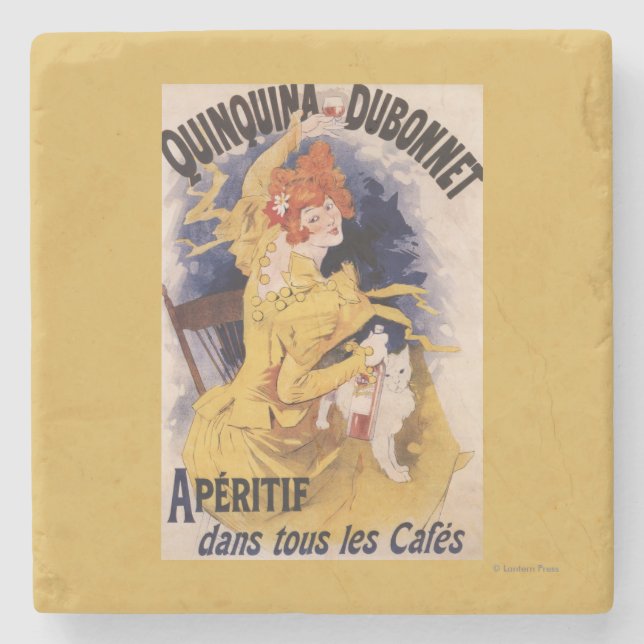 Dessous-de-verre En Pierre Affiche promotionnelle d'apéritif de Quinquina (Devant)