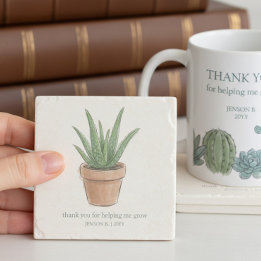 Dessous-de-verre En Pierre Aide à ma croissance Aloe en pot Cadeau de remerci
