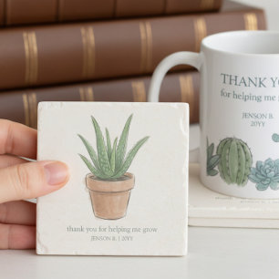 Dessous-de-verre En Pierre Aide à ma croissance Aloe en pot Cadeau de remerci