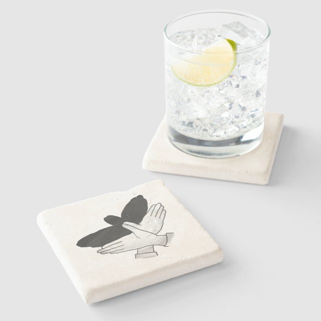 Dessous-de-verre En Pierre Aigle de silhouette (Côté)