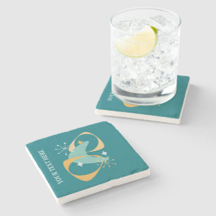 Dessous-de-verre En Pierre Ajouter votre nom ou votre texte Mid Century Abstr