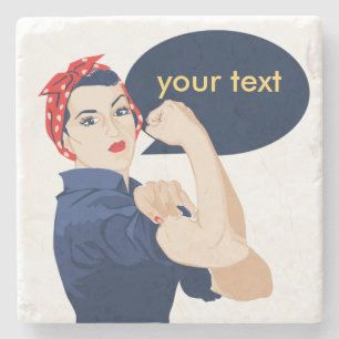 Dessous-de-verre En Pierre Ajoutez votre propre texte à rosie riveter