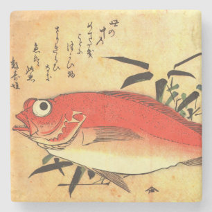 Dessous-de-verre En Pierre Akodai - Hiroshige's Colorful Japanese Fish Print