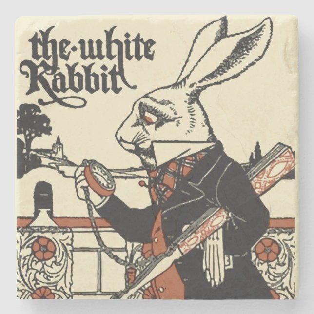 Dessous-de-verre En Pierre Alice White Rabbit Classic Wonderland (Devant)