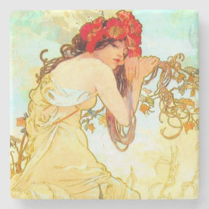 Dessous-de-verre En Pierre Alphonse Mucha Art Nouveau Été